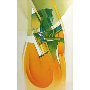 Saeed Kureshi, Crystal Dreams, 18 x 30 Inch, Oil on Canvas, Abstract Painting, AC-SAKUR-012